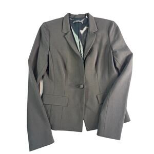 Tahari Black One Button Blazer Jacket Career Office Stretch Size 10 Black